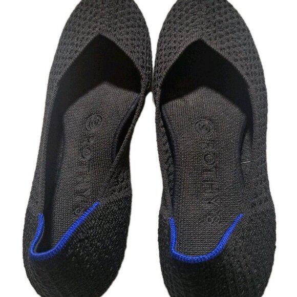 Rothys The Flat Knit Black Round Toe Ballet Flats Size 7.5  Rothys The Flat Womens Ballet Slip On Shoes  Black Knit Round Toe Size 7.5